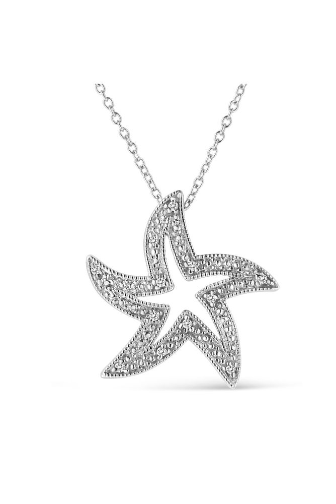 Prong-Set Diamond Accent Starfish Necklace